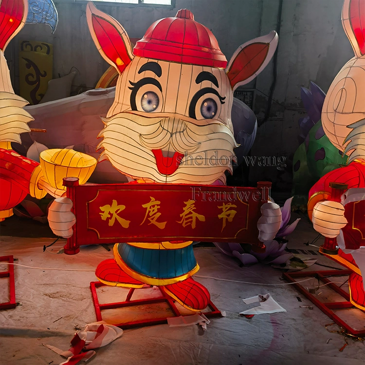 Traditional Chinese Animals Rabbit Lanterns for Chinese New Year Decor